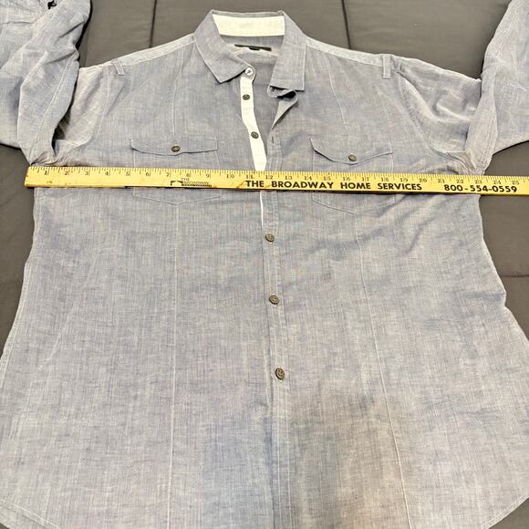John Varvatos Button Shirt Gray Men’s Large - Picture 8 of 12